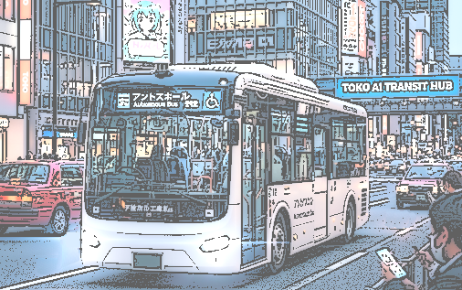 self driving bus in Tokyo (506x317) illustration